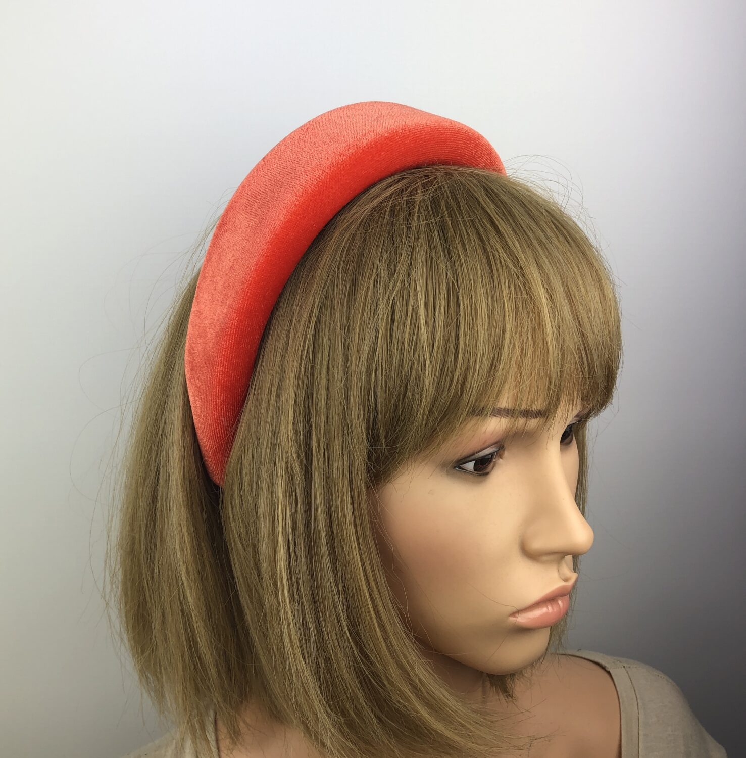 Orange Red Velvet Padded Headband