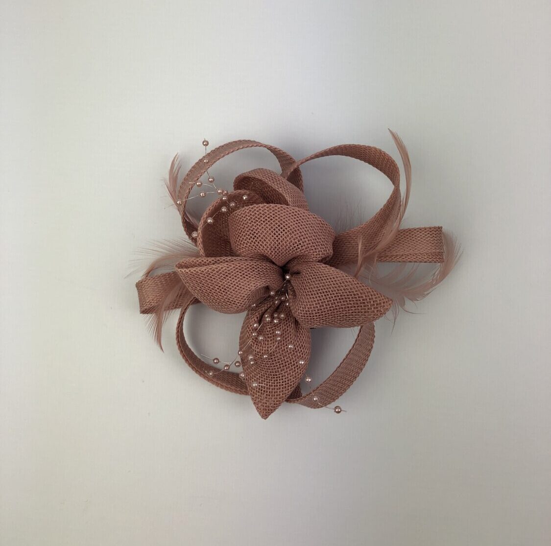 Blush Pink Fascinator - Beads & Feathers - Image 6