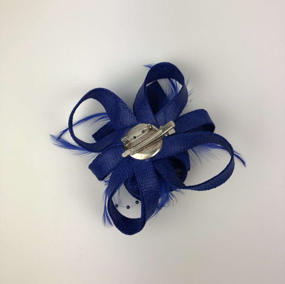 Royal Blue Fascinator Blue Beads & Feathers - Image 6