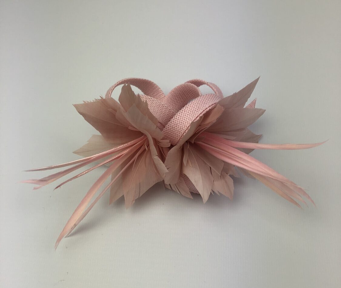 Light Pink Fascinator Pink Feather Flowers - Image 8