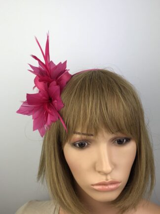 Fuchsia Pink Fascinator Pink Feather Flowers