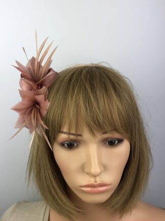 Blush Pink Feather Flower Fascinator
