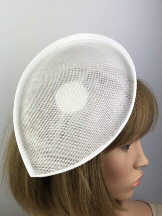 White Fascinator Base Teardrop Shape Hat Millinery Base