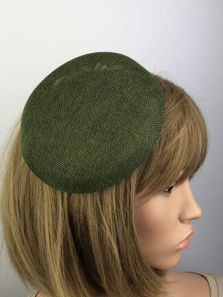 Khaki Green Fascinator Base Pillbox Style Hat Millinery Base