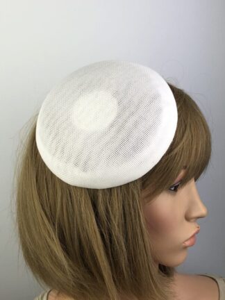White Fascinator Base Pillbox Style Hat Millinery Base