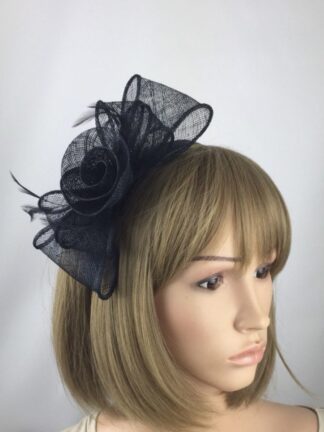 Navy Blue Fascinator Blue Simple Sinamay Bow
