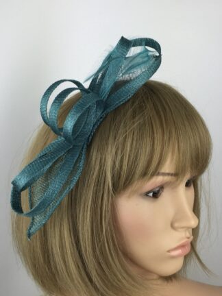 Teal Loop and Leaf Fascinator
