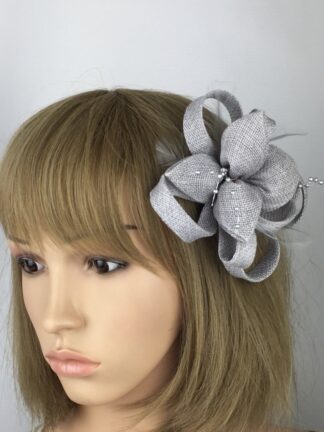 Silver Grey Fascinator - Beads & Feathers