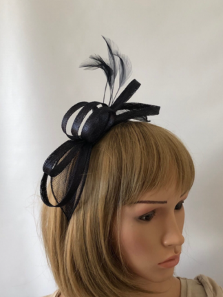 Navy Blue Loop and Leaf Fascinator