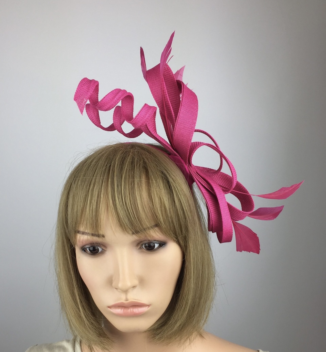 Pink Fascinator - Large Bow with Sinamay Twists - Image 2