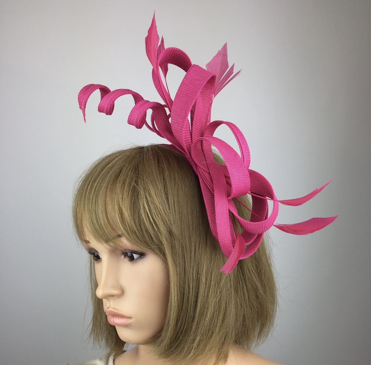 Pink Fascinator - Large Bow with Sinamay Twists - Image 4