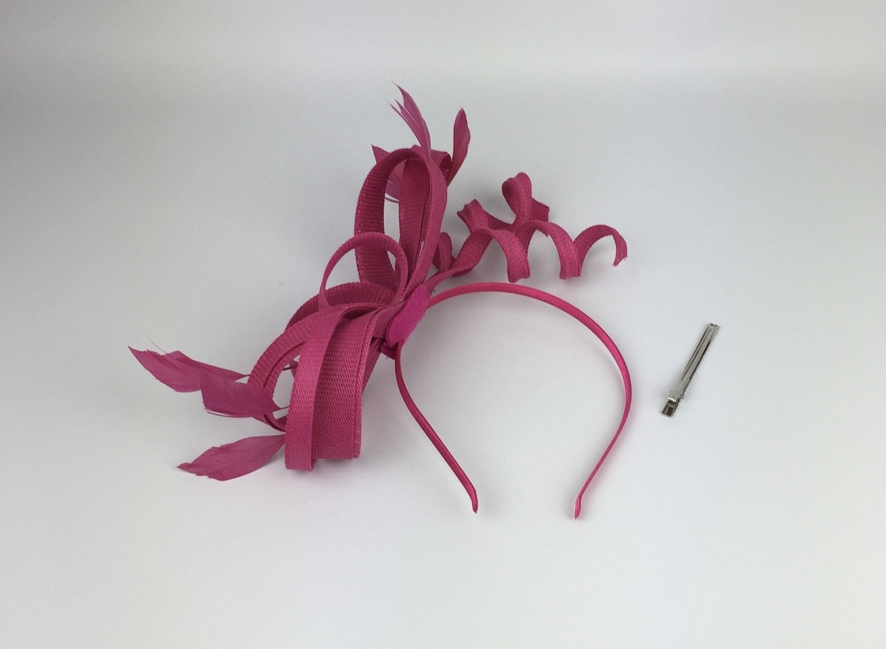 Pink Fascinator - Large Bow with Sinamay Twists - Image 5