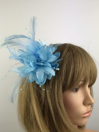 Light Blue Flower Hair Fascinator