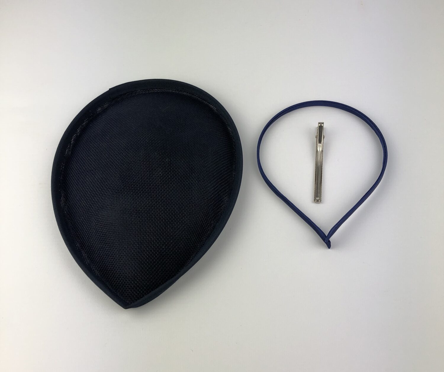 Navy Blue Fascinator Base Teardrop Shape Hat Millinery Base - Image 2